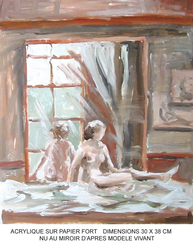 Nu au miroir d'après modèle vivant