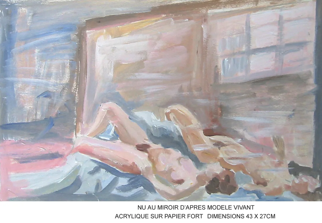 Nu au miroir d'après modèle vivant